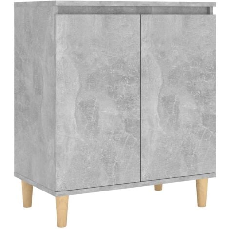 Buffet avec pieds en bois Gris béton bois d'ingénierie vidaXL