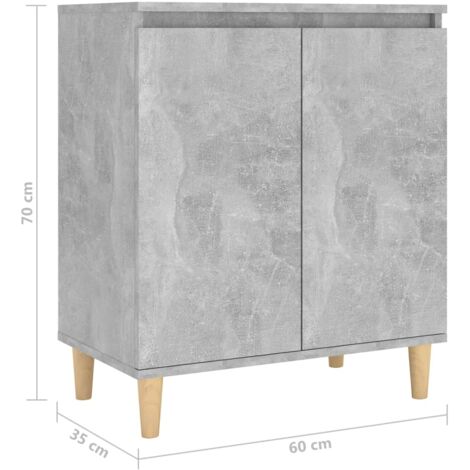 Buffet avec pieds en bois Gris béton bois d'ingénierie vidaXL