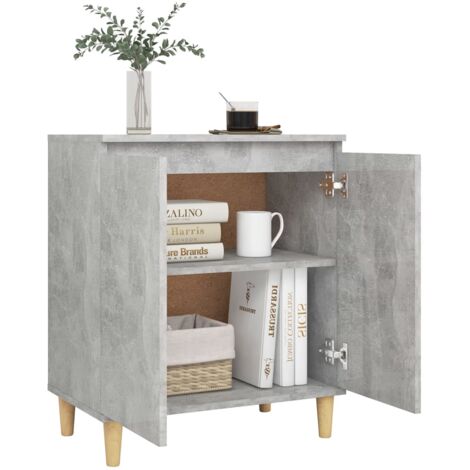 Buffet avec pieds en bois Gris béton bois d'ingénierie vidaXL