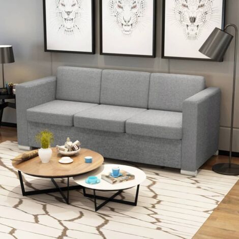 Canapé à 3 places Tissu Gris clair vidaXL (1/5)
