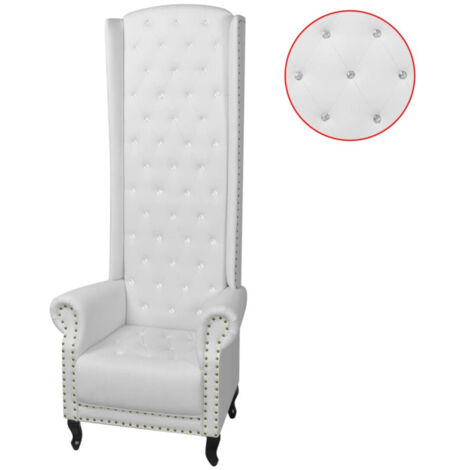 Vidaxl – Chaise à dossier haut similicuir blanc – Dossier 140 cm – Siège capitonné – Dimensions 77 x 65 x 181 cm – Assemblage facile