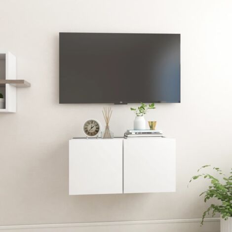 Furniture Limited - Meuble TV suspendu Blanc 60x30x30 cm (1/6)