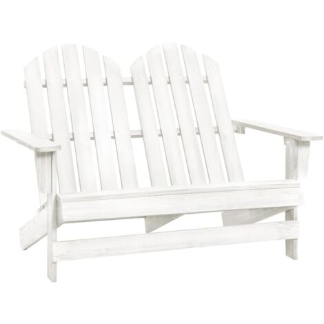 Vidaxl – Chaise Adirondack 2 places en bois de sapin massif blanc – Résistante aux intempéries – Confort ergonomique – Dimensions 119,5 x 85,5 x 89,5 cm