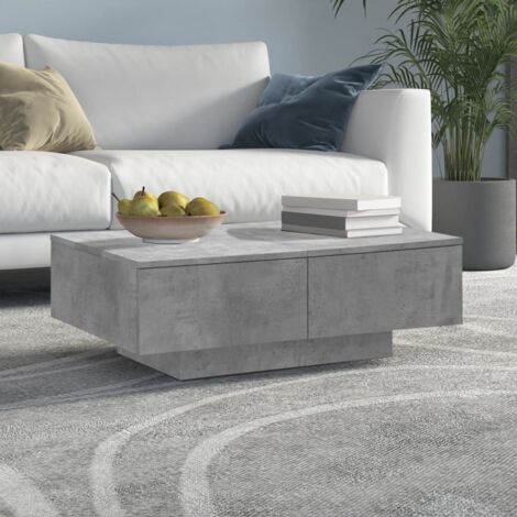Vidaxl – Table basse fixe gris béton 90x60x31 cm – Aggloméré robuste – Assemblage facile – Pour salons et bureaux
