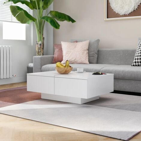 Vidaxl – Table basse fixe blanche 90x60x31 cm – Aggloméré facile à nettoyer – Surface stable pour boissons et objets décoratifs (1/7)