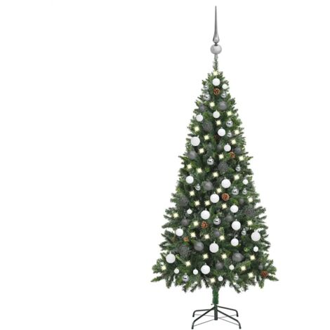 Arbre de Noël artificiel pré-éclairé/boules pommes de pin 180cm vidaXL (1/5)