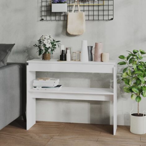 Vidaxl – Table console blanche 102x30x80 cm – Aggloméré durable – Rangement pratique pour couloir, salon ou bureau – Fixation murale incluse