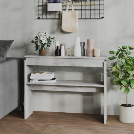 Vidaxl – Table console gris béton 102x30x80 cm – Aggloméré durable – Pour entrée, couloir, salon – Assemblage requis – Fixation murale incluse
