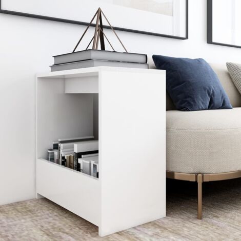 Vidaxl – Table d'appoint blanche 50x26x50 cm – Bois d'ingénierie – Compartiment ouvert pour rangement – Surface stable pour boissons et livres