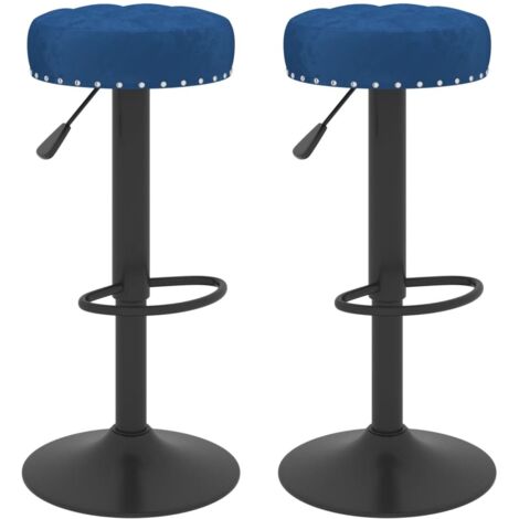 Tabourets de bar lot de 2 bleu velours vidaXL (1/5)