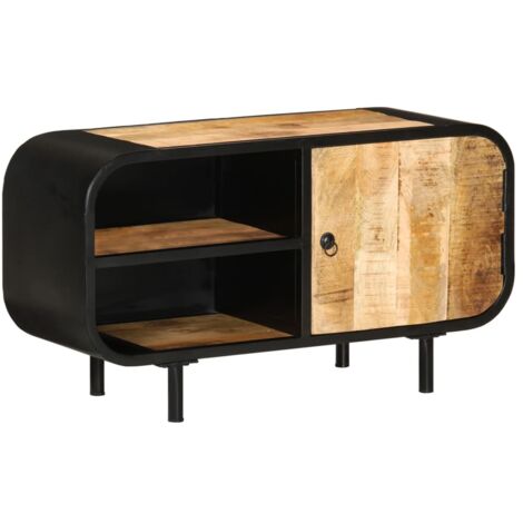 Meuble TV 90x30x48 cm Bois de manguier brut vidaXL (1/8)