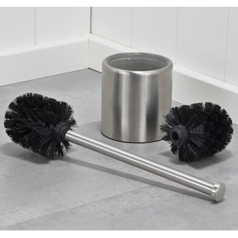Brosse et porte-brosse de toilette 10 cm Acier inoxydable HI