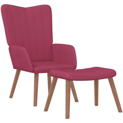 vidaXL Chaise de relaxation avec repose-pied Rouge bordeaux Velours (1/5)