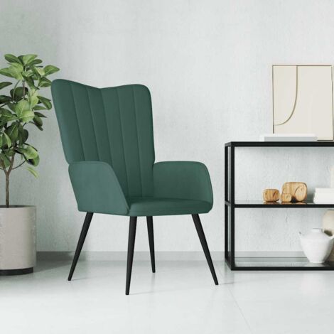 Vidaxl – Fauteuil relax en velours vert foncé – Mousse capitonnée pour confort optimal – Cadre en acier – Dimensions 61 x 70 x 96,5 cm