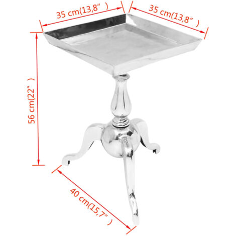 Table auxiliaire carrée Aluminium Argenté vidaXL