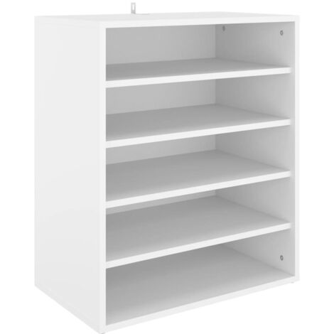 Vidaxl – Meuble à chaussures blanc 60x35x70 cm – Bois d'ingénierie – 5 étagères – Assemblage au sol ou mural (1/7)