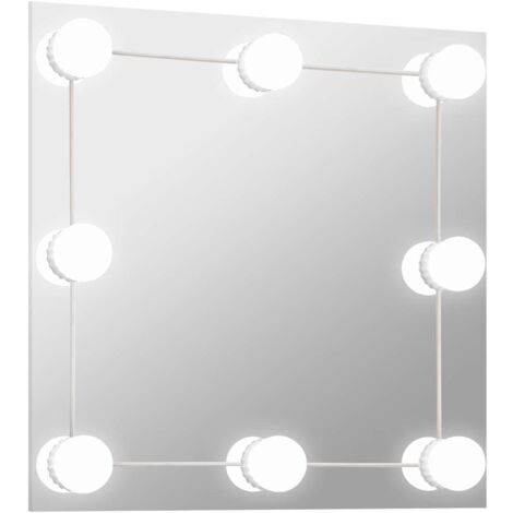 Furniture Limited - Miroir mural avec lampes LED Carré Verre
