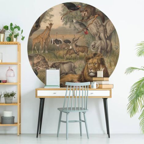 Papier peint cercle Animals of Africa 142,5 cm WallArt