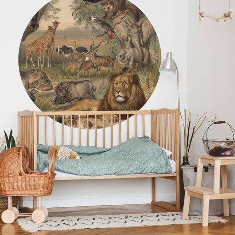 Papier peint cercle Animals of Africa 142,5 cm WallArt
