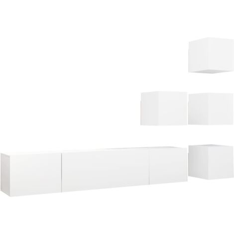Ensemble de meuble TV 6 pcs Blanc Bois d'ingénierie vidaXL (1/5)