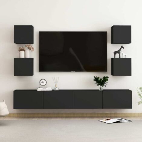 Ensemble de meubles TV 6 pcs Noir Bois d'ingénierie vidaXL (1/5)