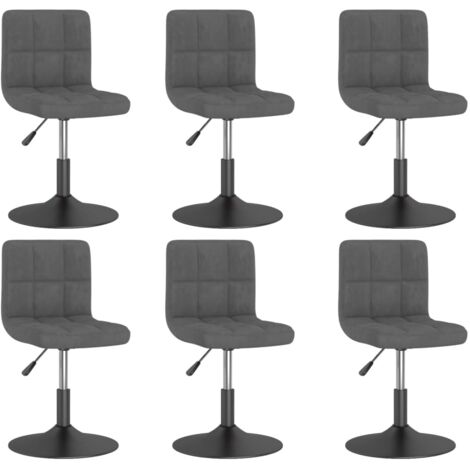 vidaXL Chaises pivotantes à manger lot de 6 gris foncé velours (1/5)