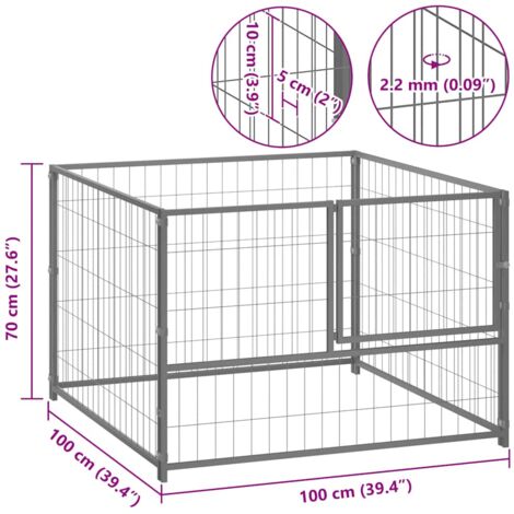 Chenil Argenté 100x100x70 cm Acier vidaXL
