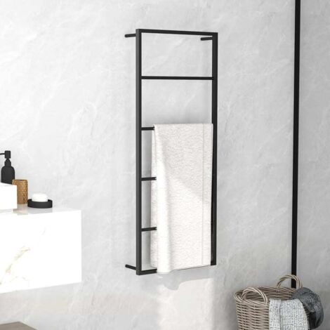 Vidaxl – Porte-serviette noir en acier 45x10x115 cm – Support mural stable pour salle de bain – Design moderne et épuré