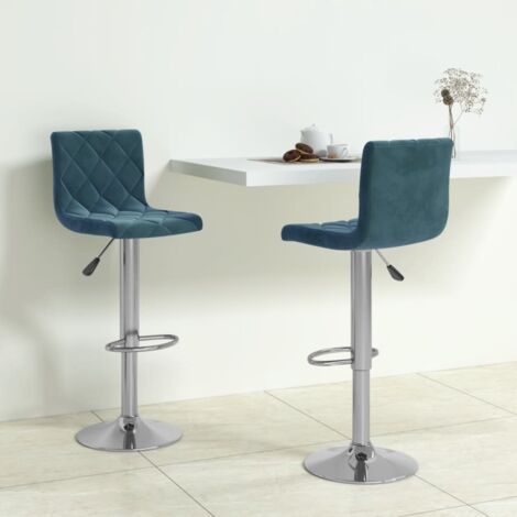 Tabourets de bar lot de 2 bleu velours vidaXL (1/5)