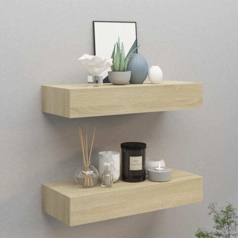 Vidaxl – Étagère murale à tiroirs 2 pcs – MDF et métal – Dimensions 60x23,5x10cm – Rangement élégant pour bijoux et petits objets