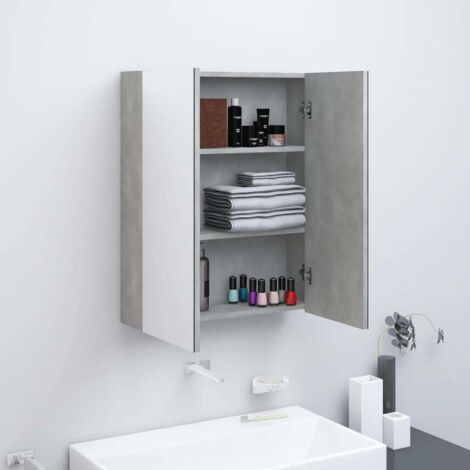 vidaXL Armoire de salle de bain 30x30x100 cm Bois d'ingénierie Béton Gris - Armoire de