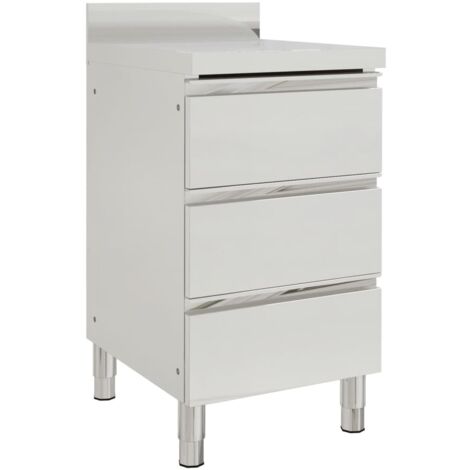 Vidaxl – Armoire de cuisine commerciale 3 tiroirs 50x60x96 cm – Acier inoxydable qualité alimentaire – Pieds réglables pour sol inégal