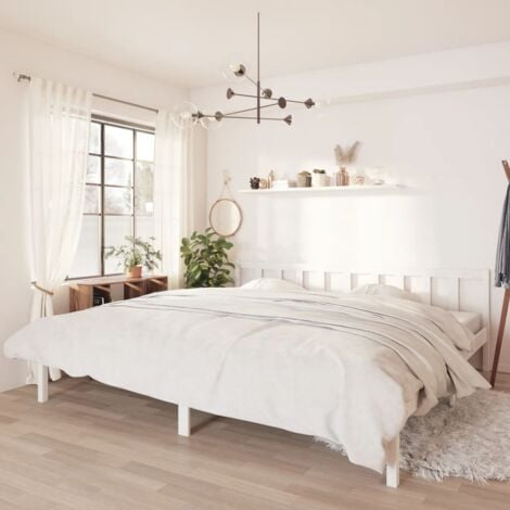 Cadre de lit sans matelas blanc bois massif 200x200 cm vidaXL