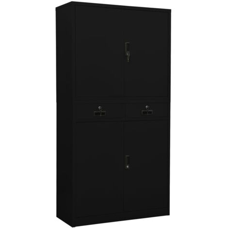 Armoire de bureau Noir 90x40x180 cm Acier vidaXL (1/5)