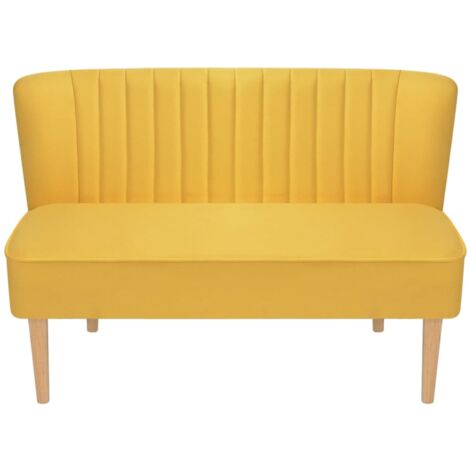 Vidaxl – Canapé droit 2 places 117x55,5x77 cm – Tissu polyester jaune – Rembourrage confortable – Cadre en bois durable (1/4)