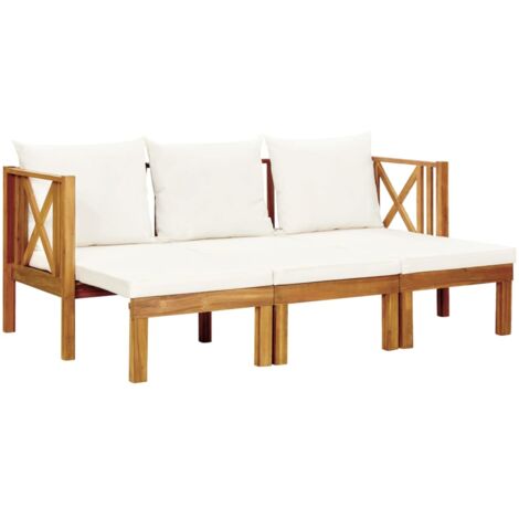 Banc de jardin 3 places et coussins 179 cm Bois d'acacia massif vidaXL