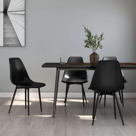 Vidaxl – Lot de 4 chaises à manger noires – Polypropylène facile à nettoyer – Pieds en métal robustes – Conception ergonomique – Hauteur d'assise 47 cm (1/6)