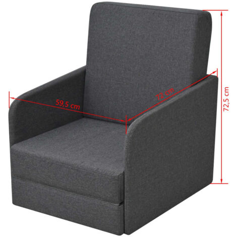 Fauteuil convertible gris foncé tissu vidaXL