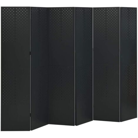 vidaXL Cloison de séparation 6 panneaux Noir 240x180 cm Acier (1/5)