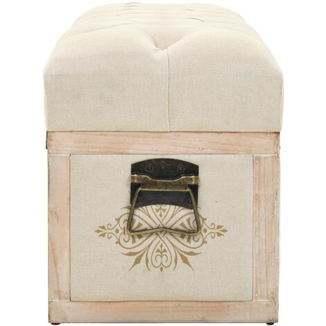 Banc de rangement 110 cm Crème Bois de sapin massif et tissu vidaXL