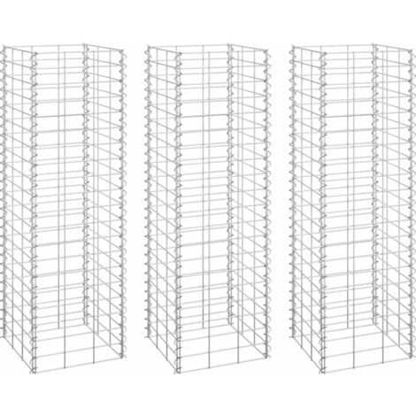 Lits surélevés en gabion 3 pcs 30x30x100 cm Fer vidaXL (1/5)