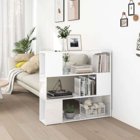 vidaXL Bibliothèque/Séparateur de pièce Blanc brillant 100x24x94 cm (1/5)