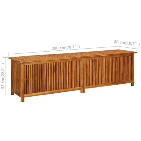 Boîte de rangement de jardin 200x50x58 cm Bois d'acacia solide vidaXL