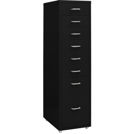 Vidaxl – Classeur mobile noir 28x41x109 cm – Métal durable – 8 tiroirs avec étiquettes – 4 roues pour déplacement facile - vidaXL74191