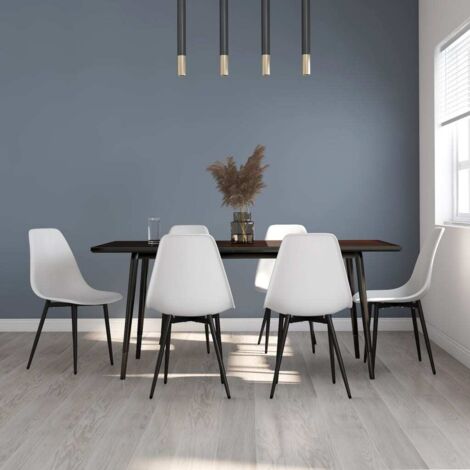 Vidaxl – Lot de 6 chaises à manger en polypropylène blanc – Dossier incurvé ergonomique – Pieds en métal – Dimensions 46x52x84 cm