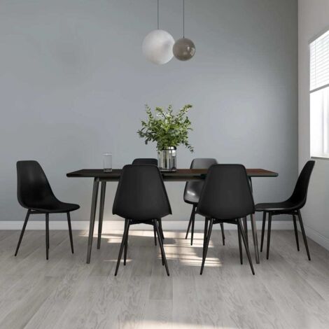 Vidaxl – Lot de 6 chaises scandinaves noires – Structure en métal – Dossier incurvé ergonomique – Dimensions 46x52x84 cm – Hauteur d'assise 47 cm