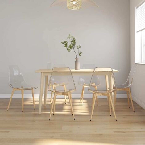 Vidaxl – Lot de 6 chaises scandinaves transparentes en PET – Dossier ergonomique – Pieds en métal – Hauteur d'assise 47 cm – Dimensions 46x52x84 cm