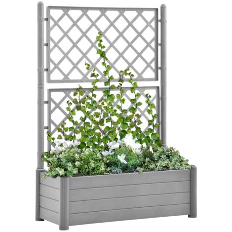 vidaXL Garden Planter with Trellis 100x43x142 cm PP Stone Grey