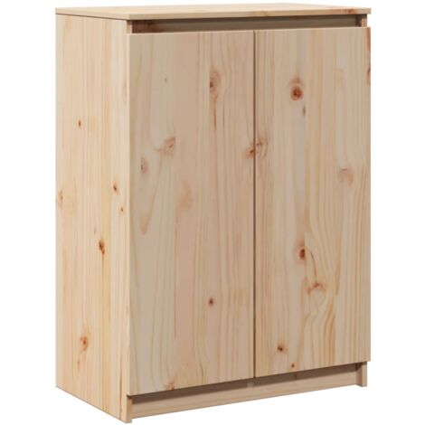 Vidaxl – Buffet en bois de pin massif 60x36x84 cm – 2 portes et 3 compartiments – Design minimaliste pour rangement optimal