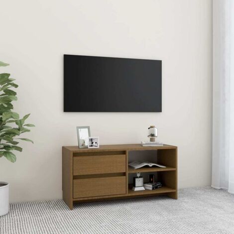 Meuble TV Marron miel 80x31x39 cm Bois de pin massif vidaXL (1/5)